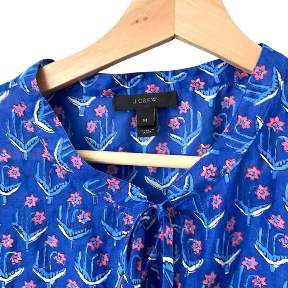 J. Crew Cotton Voile Tunic Swim Cover-Up Dress in Floral Print Size Medium
